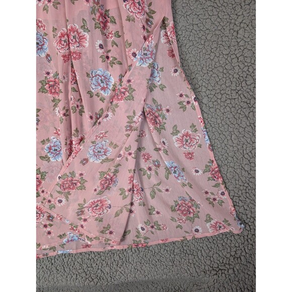 Almost Famous Womens Maxi Pink Dress Floral Sleeveless Ruffled Bust Sz M Garden - Picture 8 of 12